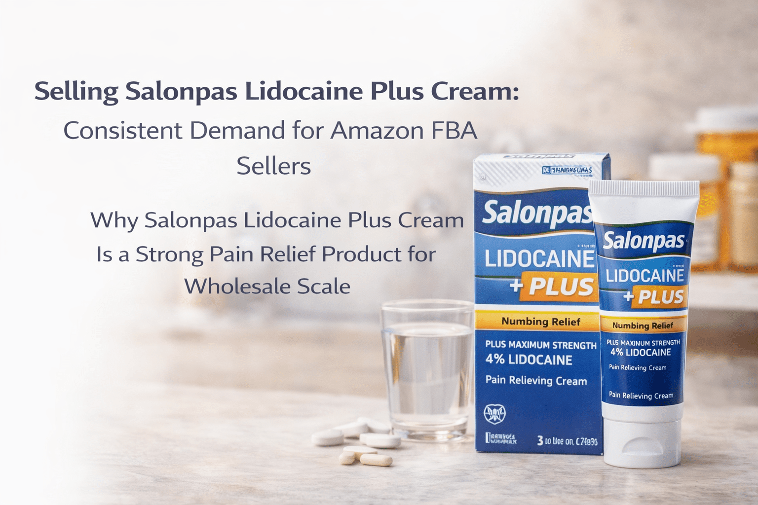 Salonpas Lidocaine Plus Cream 3 oz topical pain relief for Amazon FBA wholesale sellers