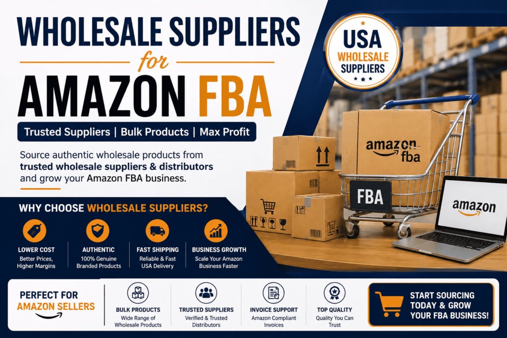 Wholesale suppliers for Amazon FBA providing bulk wholesale products and USA distributors for Amazon sellers
