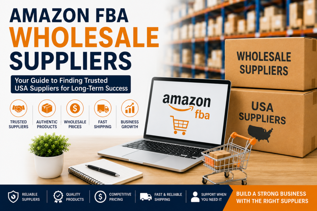 Amazon FBA wholesale suppliers helping Amazon sellers source wholesale products from trusted USA distributors